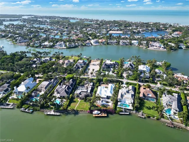 Western Facing Aerial, showcasing property proximity to beach and Port Royal Club