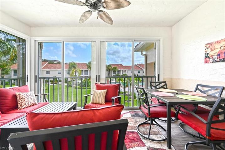 Lanai with glass doors and screens