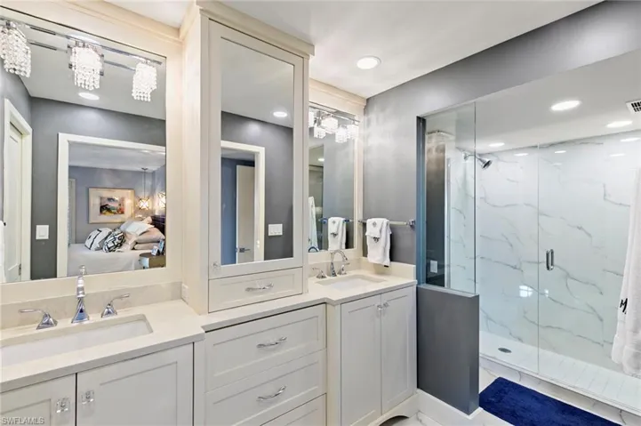Updated large master bath with double vanity