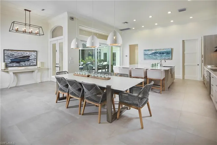 The dining area provides the perfect backdrop for a fun evening with friends and family.