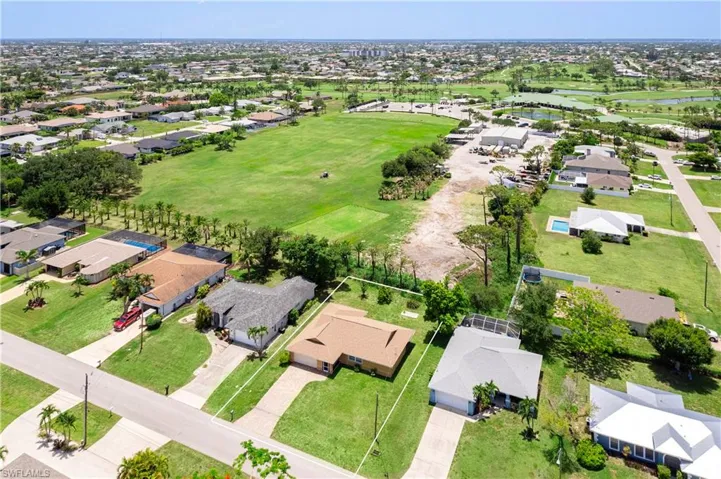 Aerial perspective of suburban area