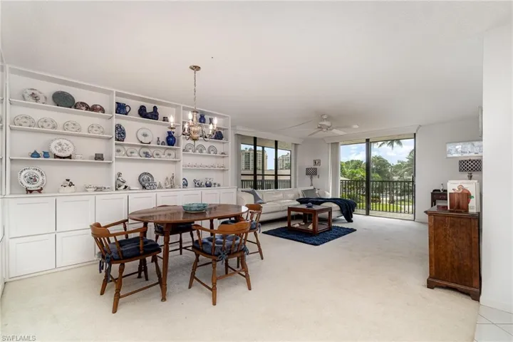 Dining area with built-in cabinetry