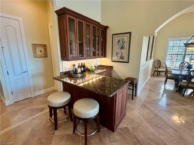 Wet Bar with Wine Keeper, Glass Door Upper Cabinets