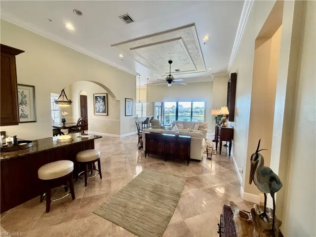 Grand Room, Custom Bar, 13.5' Height Ceilings, Crown & Ceiling Molding