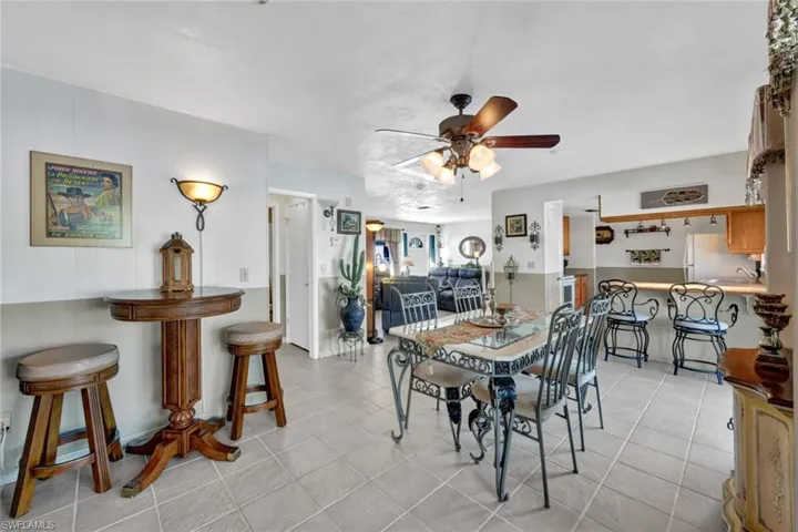 View of the Dining area overlooking the Kitchen & Living Room