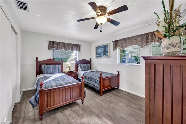 The Guest Bedroom is a great size with vinyl flooring and closet