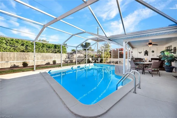 The pool deck is huge for this property