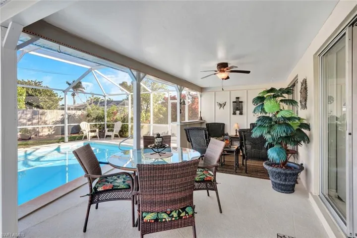 View of the covered seating area on the Pool Deck