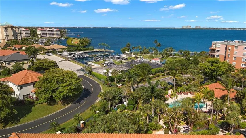 View overlooking the main pool, marina and facing West over the river, for the most spectacular sunsets