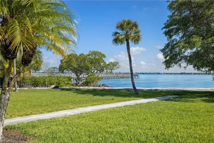 Private beach area in font of marina