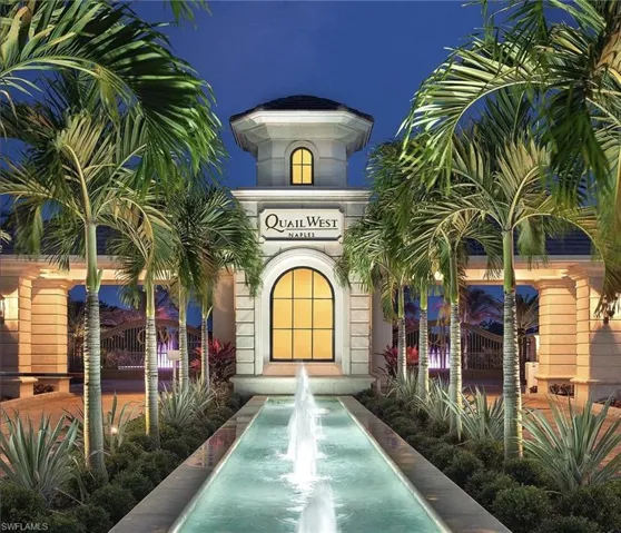 View of exterior entry at night