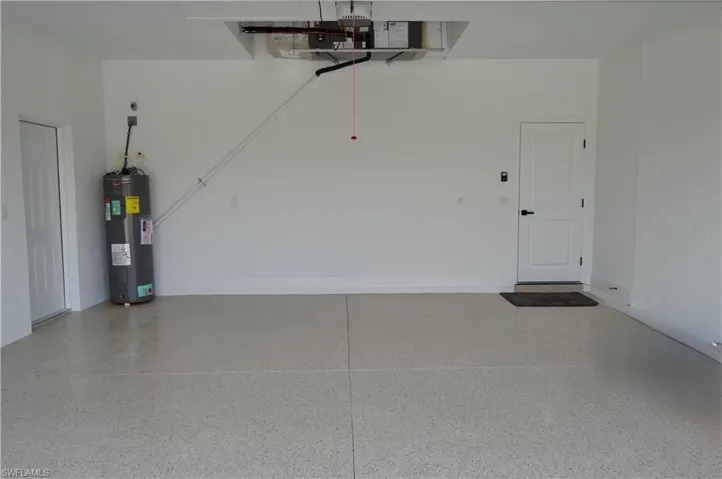 Garage with electric water heater