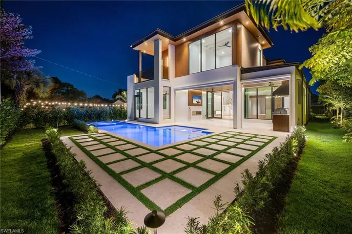 Rear Elevation at Night - View 1