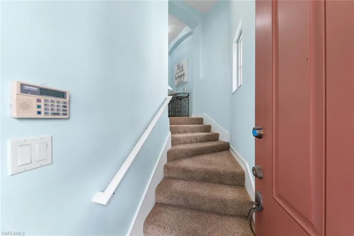 Stairway with carpet floors