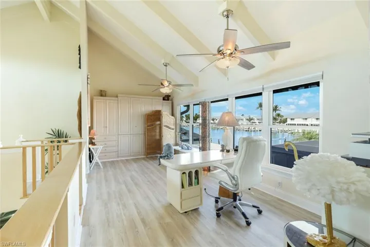 Upstairs Office/Den with a Murphy Bed and view of the wide waterway