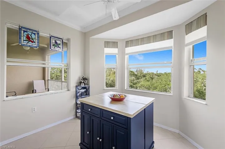 Great view. Island is movable 2 piece storage.