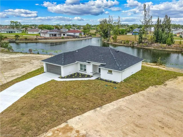 Bird's eye shot of one of two canal intersection views and 140' of water frontage