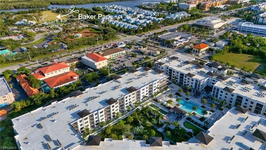 Aerial of 1111 Central, Baker Park, Dog Park, & Gordon River