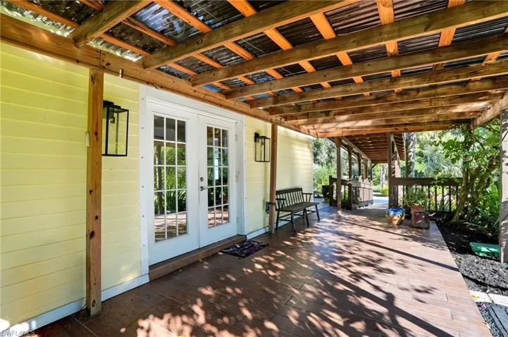 View of patio featuring french doors