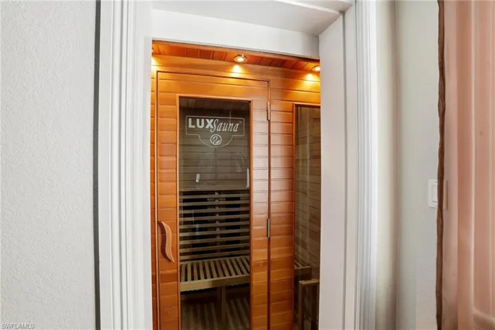 Sauna with a textured wall