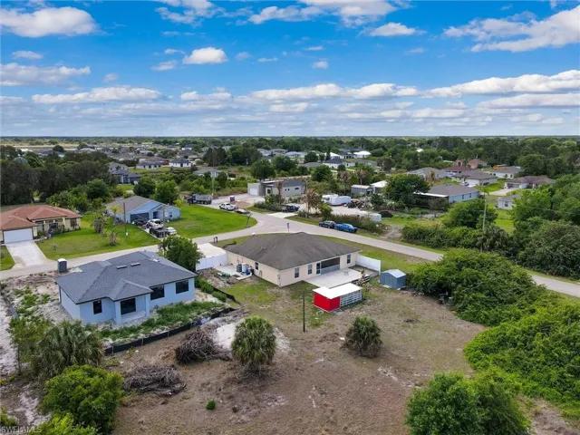 Aerial perspective of suburban area
