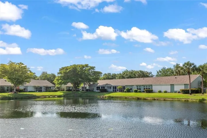 From across the lake looking at the home.