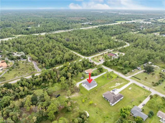 Aerial view with a view of trees