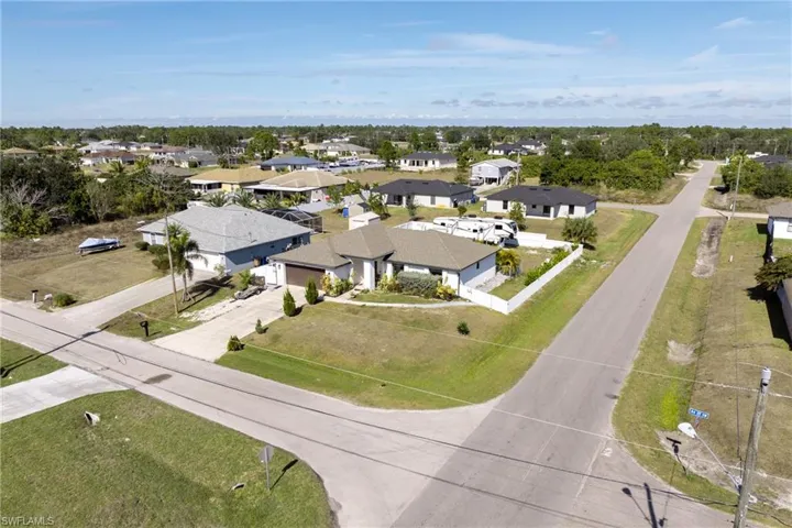 Aerial perspective of suburban area