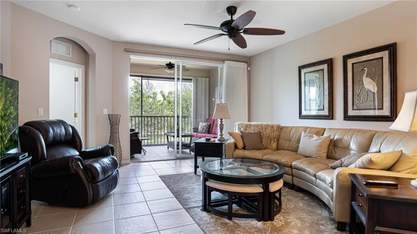 Living room with ceiling fan