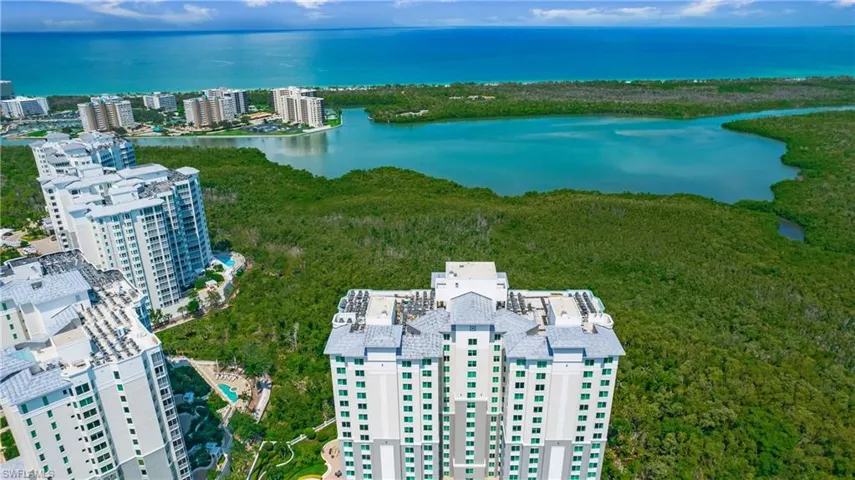 Aerial view of Building and Gulf of Mexico