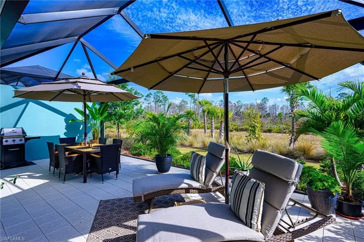 View of patio with area for grilling