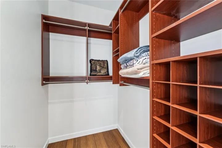 Spacious closet with hardwood / wood-style floors
