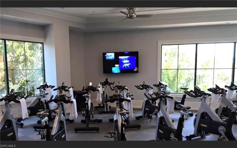 Spin room at fitness center.