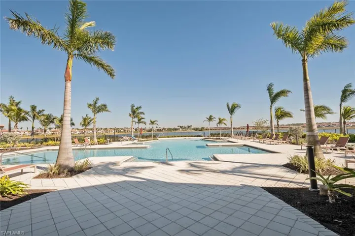 View of swimming pool with a patio