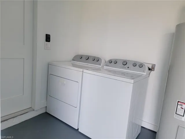 Washroom with water heater and independent washer and dryer