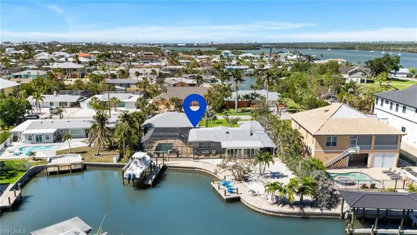 Drone / aerial view with a residential view and a water view  - Virtually Edited Image