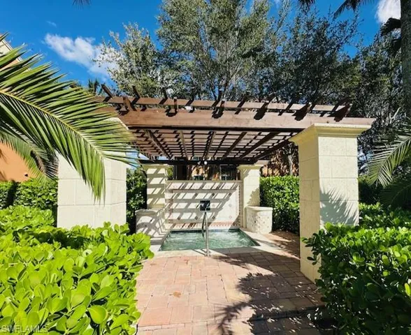 View of patio with a pergola