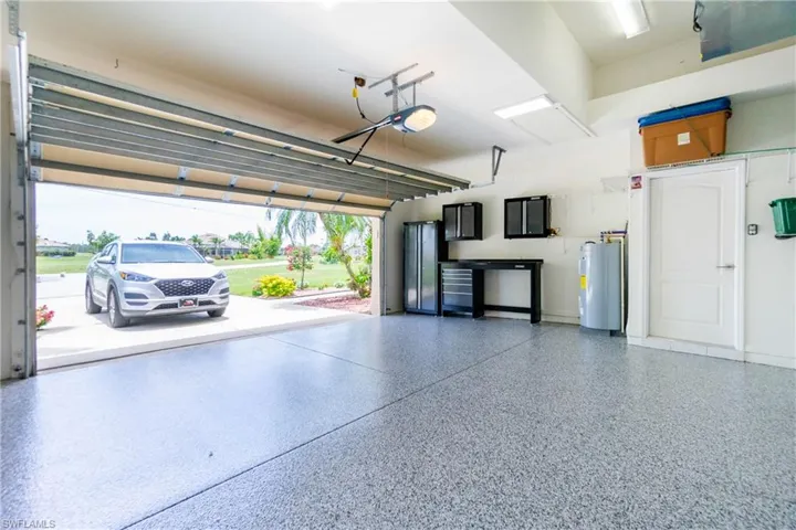 garage with epoxy floor