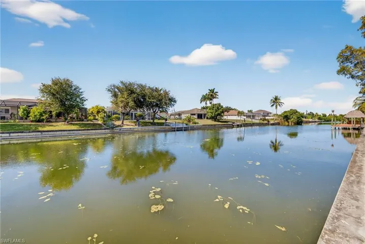Long canal view with lush surroundings. Direct access to 3 lakes and 7 miles of boating.