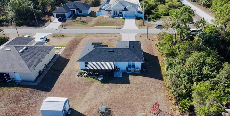 Aerial perspective of suburban area