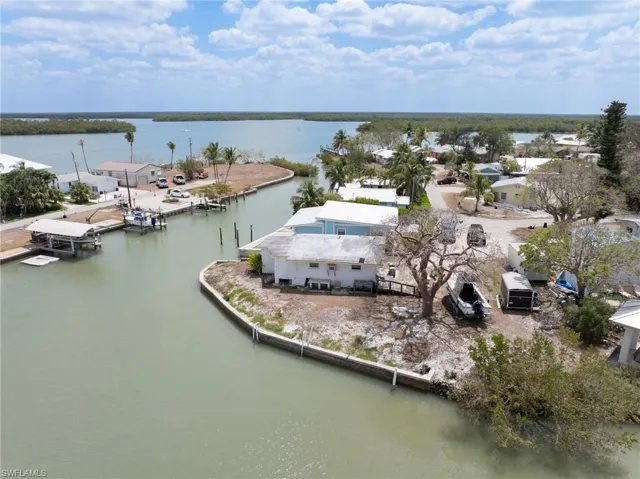 Bird's eye view of a nearby body of water