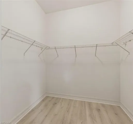 Walk in closet featuring light wood-style floors
