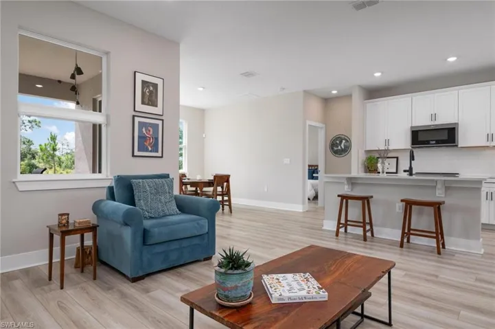 Living room featuring light wood-type flooring