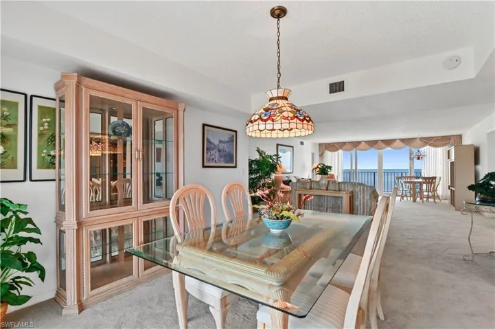 View from the kitchen door through entire entertaining space