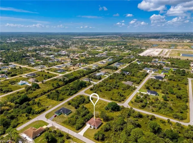 Aerial perspective of suburban area