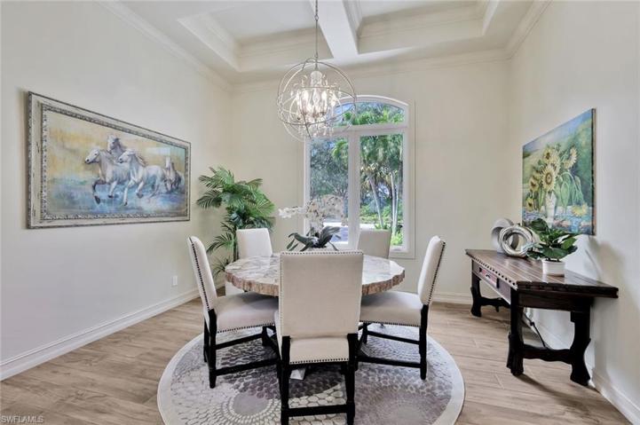 Dining Room Has Exquisite Coffered Ceiling