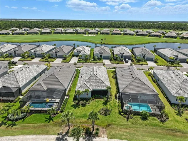 Aerial view of home on golf course