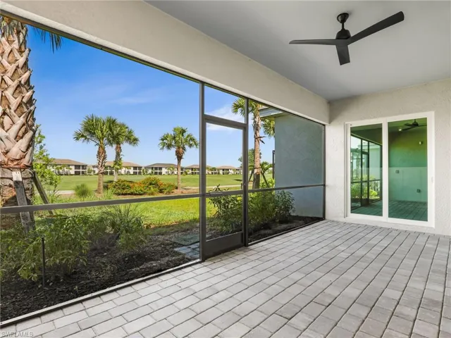 Screened lanai with golf course view