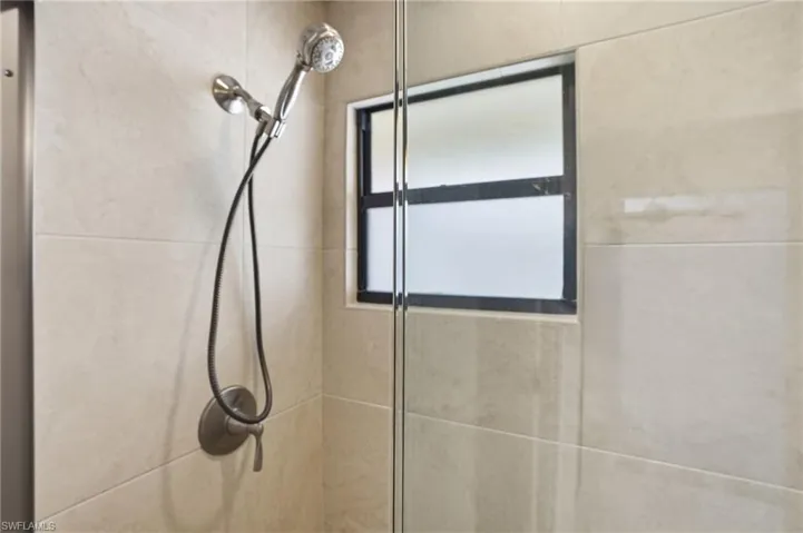 Bathroom view of a shower stall