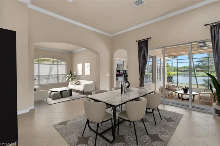 This photo has been virtually staged to show the potential of the dining/living area